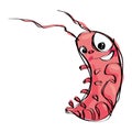 Cartoon naif baby smiling shrimp in a naif childish drawing style