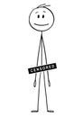 Cartoon of Naked or Nude Man with Censored Bar or Sign Covering Penis, Genitalia, Groin or Crotch Royalty Free Stock Photo