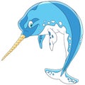 Cartoon narwhal unicorn fish