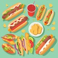 Cartoon National Hot Dog Day