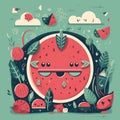 Cartoon National Watermelon Day