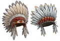 Cartoon native american indian chief headdress set Royalty Free Stock Photo