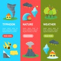 Cartoon Natural Disaster Banner Vecrtical Set. Vector Royalty Free Stock Photo