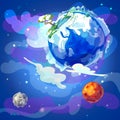 Cartoon Natural Earth Planet Concept