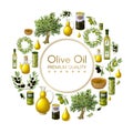 Cartoon Natural Olive Oil Round Concept