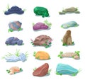 Cartoon Natural Stones And Boulders Collection