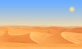 Cartoon nature empty sand desert landscape vector illustration.