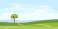 Cartoon Nature landscape background of green hills with skyline, Panorama lanscape of Fresh green field and wavvy of mountains Royalty Free Stock Photo