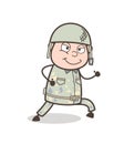 Cartoon Naughty Army Man Running Vector Illustration