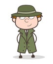 Cartoon Naughty Detective Smiling Face Vector Illustration