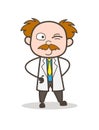 Cartoon Naughty Scientist Winking Eye Vector Illustration