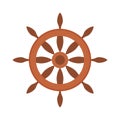 Cartoon nautical ship's helm. Vintage marine ship's wheel.