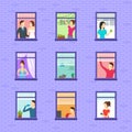 Cartoon Neighbors Character Set. Vector Royalty Free Stock Photo