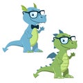 Cartoon nerdy hipster dragon mascot