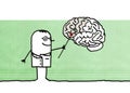 Cartoon neurologist with brain Royalty Free Stock Photo