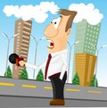 Cartoon news reporter with microphone
