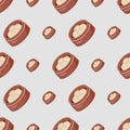 cartoon nikuman, japanese food seamless pattern on colorful background Royalty Free Stock Photo