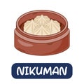 cartoon nikuman, japanese food vector isolated on white background