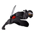 Cartoon Ninja Jumping in a Fight With Sword Royalty Free Stock Photo