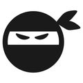 Cartoon ninja smile face emoticon icon in flat style