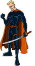 Cartoon Ninja superhero with a sword Royalty Free Stock Photo