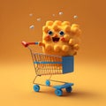 Cartoon Nugget in a shopping cart Royalty Free Stock Photo