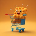 Cartoon Nugget in a shopping cart Royalty Free Stock Photo