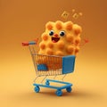 Cartoon Nugget in a shopping cart Royalty Free Stock Photo