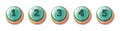 Cartoon number buttons. Glossy gaming button, numbering from one to five. Isolated game vector elements for user