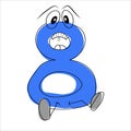 Cartoon number eight, funny numbers for children`s design, visual material cartoon numbers with eyes of character