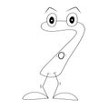 Cartoon number seven, funny numbers for coloring children`s design, visual material cartoon numbers with character eyes