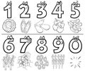 Cartoon numbers set coloring book Royalty Free Stock Photo