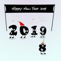 Animated numerals of 2019 year congratulating with new year.