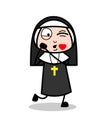 Cartoon Nun Blowing Kiss Vector Illustration