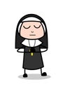 Cartoon Nun Expressionless Face Vector