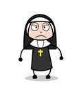 Cartoon Nun Priest in Angry Mood Vector