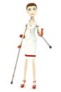 Cartoon nurse with crutches