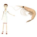 Cartoon nurse with deepwater shrimp