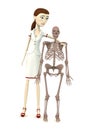 Cartoon nurse with erectus skeleton Royalty Free Stock Photo