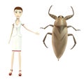 Cartoon nurse with lethocerus americanus