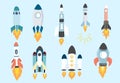 Cartoon object rocket collection.Vector illustration for icon,logo,sticker,printable,postcard and invitation