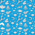 Cartoon Ocean Animals Vector Seamless Pattern Royalty Free Stock Photo