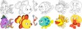 Cartoon ocean fishes set