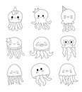 Cartoon ocean jellyfish. Coloring Page