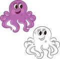 Cartoon octopus. Coloring book