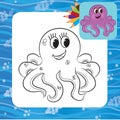 Cartoon octopus. Coloring page