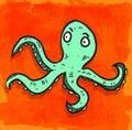 Cartoon octopus illustration , vector icon