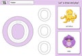 Cartoon octopus and owl. Alphabet tracing worksheet: writing A-Z and educational game for kids