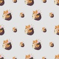 cartoon oden, japanese food seamless pattern on colorful background Royalty Free Stock Photo