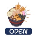 cartoon oden, japanese food vector isolated on white background Royalty Free Stock Photo